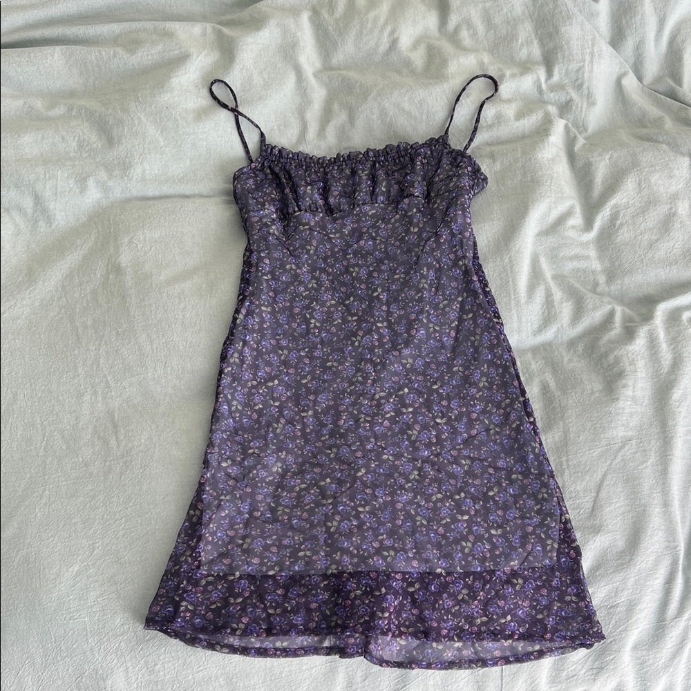 Floral Purple Spaghetti Strap Dress